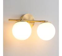 Lámpara de tocador de Vidrio con Globo y Aplique de Cobre para baño, Moderna lámpara Frontal de Espejo, Apliques de Pared E27, Aplique de Pared cableado con Bola de Vidrio Blanco para vestidor.