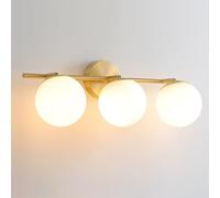 Lámpara de tocador de Vidrio con Globo y Aplique de Cobre para baño, Moderna lámpara Frontal de Espejo, Apliques de Pared E27, Aplique de Pared cableado con Bola de Vidrio Blanco para vestidor.