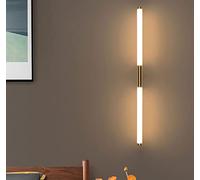 Lámpara de tocador lineal LED, aplique de pared de tira larga, luz delantera de espejo de baño de acrílico moderno con 3 luces tricolores, lámpara de cabecera de pasillo de escalera de dormitorio, 60