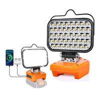 Lámpara de trabajo para Worx V20 con batería, 84 W, 8000 lm, luz de inundación inalámbrica portátil con USB y conector de carga rápida tipo C para herramientas Worx, foco LED para camping, pesca