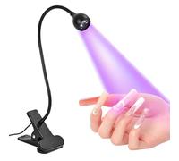Lámpara de uñas de escritorio negra con cuello de cisne ajustable, secador de gel de uñas alimentado por USB, ideal para manicura