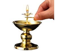 Lámpara de vela Zen, cuenco de budista dorado decorativo, portavelas, luz tradicional de queroseno, silenciosa pieza de retablo de escritorio para sala de meditación, pasillo, dormitorio, sala