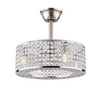 Lámpara de Ventilador de Techo Invisible Moderna de 18" con Jaula de Cristal y Control Remoto