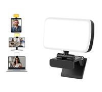 Lámpara de videoconferencia cuadrada con clip y cable USB, 120 LED + 3 colores de luz + 10 niveles de brillo + iluminación giratoria de 360