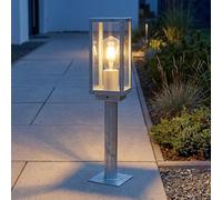 Lámpara de zócalo con sensor crepuscular vintage galvanizado aluminio IP44 resistente a la intemperie E27 Al:50 cm pequeña jardín luminaria de camino luz exterior con detector