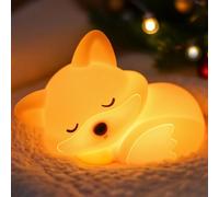 Lámpara de zorro, linda luz nocturna de zorro, luz de noche regulable de silicona para habitación infantil, lámpara de noche para la mesita de noche, zorro regalos para niños, niñas, decoración de