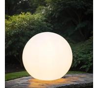 Lámpara decorativa exterior plástico blanco IP65 jardín terraza Ø45 cm E27 máx.60W bola discreta lámpara de pie Timeless balcón CUMULUS