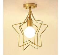 Lampara del Techo Estrella Hierro Retro Industrial, Iluminación colgante, Colgante de Luz de techo metal LED,Lámparas E27 para Casa Habitacion Dormitorio Caféteria Pasillo Sala, Oro