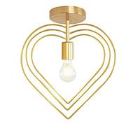Lampara del Techo forma de corazon Hierro, Iluminación colgante Moderna, Colgante de Luz de techo metal LED,Lámparas E27 para Casa Habitacion Dormitorio Bar Cocina Pasillo Sala, Oro