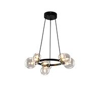 Lámpara Edison con pantalla de montaje semiempotrado de vidrio transparente para sala de estar, comedor, candelabro colgante simple de vidrio de burbuja nórdico, lámpara de araña de hierro redonda