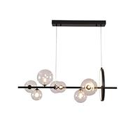 Lámpara Edison con pantalla de montaje semiempotrado de vidrio transparente para sala de estar, comedor, candelabro colgante simple de vidrio de burbuja nórdico, lámpara de araña de hierro redonda