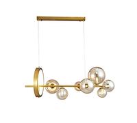 Lámpara Edison con pantalla de montaje semiempotrado de vidrio transparente para sala de estar, comedor, candelabro colgante, candelabro de hierro artístico redondo con frijol mágico de vidrio de