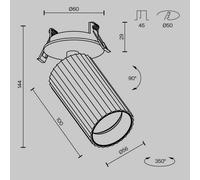 Lámpara empotrable Calipso de Maytoni, negra, orientable, GU10