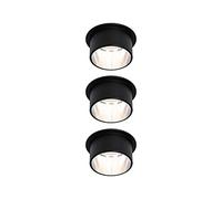Lámpara empotrable LED Paulmann Gil, juego de 3 x 6 W, 2700 K, negro mate | Luminaria empotrable para techo, IP44, regulable con interruptor, luz blanca cálida