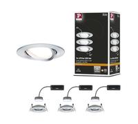 Lámpara empotrable LED Paulmann Nova Plus, juego de 3 unidades, 2700 K, aluminio torneado
