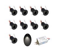 Lámpara empotrable para cocina, 9 unidades, 12 V, 1 W, foco LED empotrable para cocina, escaleras, armario, iluminación de casa, vitrinas, pequeño foco LED , carcasa blanca (Negro Luz fría, 30°)