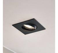 Lámpara empotrable PRIOS Fibur, negra, 9 cm, GU10
