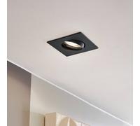 Lámpara empotrable PRIOS Fibur, negra, 9 cm, GU10, paquete de 10
