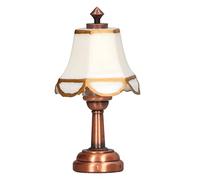 Lámpara en miniatura a escala 1/12, color blanco, 6 cm de altura total, funciona con pilas, lámpara LED de metal para casa de muñecas, accesorios para decoración