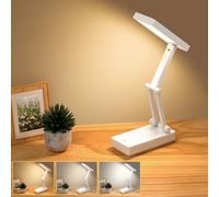 Lámpara Escritorio LED, Flexo Lámpara Táctiles Plegables, Lamparas sin Cables Noche,Luz de Mesa con Pilas de 2400 mAh, 3 Modos,Luz de Escritorio Recargable para Dormitorio, Lectura, Estudio