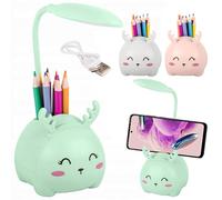 Lampara Escritorio Led Intantil Con Portalápices, Lampara Escritorio Niño, Lampara Escritorio Niña, Lampara De Mesa led, Lamparas De Mesa Infantiles Reno, Flexo Led Escritorio Infantil USB (Verde)