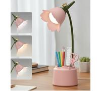 Lámpara Escritorio LED Niño, Flexo de Escritorio Cuidado Ocular,Lamparas Regulable Flexible de 360°, Flexo Lámpara Táctiles Plegables,Luz de Escritorio Recargable Dormitorio Lectura Estudio (Rosa)