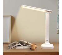 Lámpara Escritorio LED, Plegable, 3 Modos y 5 Niveles de Brillo,Control Táctil Flexo Lámpara de mesa Cuidado de Ojos para Cama,Oficina,Leer,Estudiar,Luz Nocturna