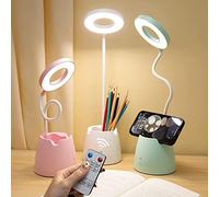 Lampara Escritorio, Verde LED Flexo con Control Remoto, 3 Colore 10 Brillo Flexo Escritorio Niño, Función de Temporización, 4000mAh USB Lámparas de Mesa Recargable, Luz Escritorio Estudiar