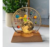 Lámpara espacial con forma de bola de cristal 3D para el sistema solar, lámpara espacial LED de cristal con planetas para niños, decoración del sistema solar, luz nocturna de astronomía, regalo para