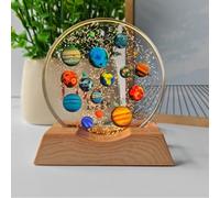 Lámpara espacial con forma de bola de cristal 3D para el sistema solar, lámpara espacial LED de cristal con planetas para niños, decoración del sistema solar, luz nocturna de astronomía, regalo para