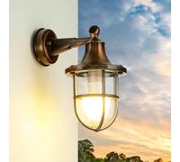 Lámpara Exterior Aplique IP64 Cobre Antiguo E27 Latón Macizo Marítimo Jardín