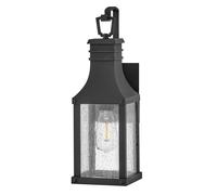 Lámpara Exterior Aplique Negra Antigua H: 46 Cm Vidrio Aluminio E27 IP44 Vintage