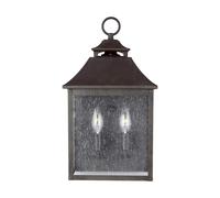 Lámpara Exterior Cristal Acero Inox. IP44 H: 43,2 CM Negro 2x E14 Rústico Pared