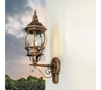 Lámpara Exterior De Pared E27 H: 54 Cm IP23 Cobre Negro Antiguo Rústico Linterna