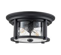 Lámpara Exterior Deckenleuchte Redondo D:33CM 2x E27 IP44 Negro Metal Cristal