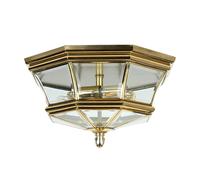 Lámpara Exterior Latón Cristal IP44 Vintage de Techo Casa Balcón Entrada