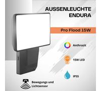 Lámpara Exterior LEDVANCE Endura Pro Inundación Sensor 15 Vatios LED Pared