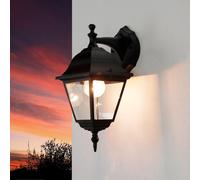 Lámpara Exterior Pared IP44 Negro E27 Cristal Aluminio Rústico Wandleuchte