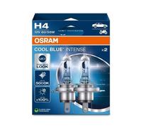 OSRAM COOL BLUE INTENSE H4, +100% más de brillo, hasta 5.000K, lámpara de faro halógena, aspecto LED, caja plegable colgante (2 lámparas)