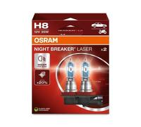 OSRAM NIGHT BREAKER LASER H8, +150% más brillo, lámpara de faro halógena, 64212NL-2HB, 12V, caja plegable colgante (2 lámparas)