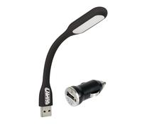 Lámpara Flexible A Led Cob Luz De Lectura Auto Camión 12/24V + Cargador Usb