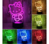 Lampara Gato, Kitty Accesorios 3D Tridimensional Luz Quitamiedos Infantil, Control Táctil Inteligente 7 Colores LED Lámpara Cabecera, Adecuado Para Niños Y Niñas Regalo Cumpleaños, Regalo Navidad