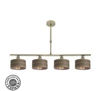 Lampara gilda 4xe14 cuero/madera oscura regx76x14 cm
