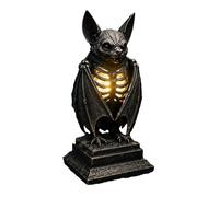 Lámpara gótica de esqueleto de cuervo - Luz nocturna LED de resina vintage compatible con decoración de mesa de Halloween.