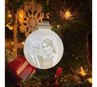 Lámpara impresa en 3D personalizada con luz LED, adornos de bola de Navidad, foto personalizada con texto, luz nocturna, adorno de Navidad