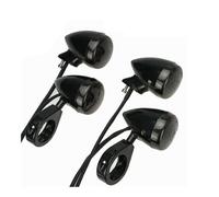 Lampara Indicador Dirección 4 Luces De Señal De Giro Motocicletas para Carcasa De 41 Mm con Abrazadera Delantera Y Trasera(Black)
