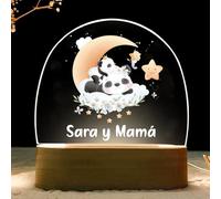 Lampara infantil - Bebe recien nacido niños - Luz noche quitamiedos personalizada nocturna regalo niño regalos bebes nacidos originales para con nombre bautizo cumpleaños años 1 2 3 (PANDA-BEBEyMAMA)