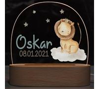 Lámpara Infantil Personalizada con Base de Madera, Luz Nocturna para Niños y Niñas, Regalo Ideal para Bautizo, Cumpleaños y Recién Nacidos, Regalos Bebes Recien Nacidos Originales, Regalo Bautizo Niño