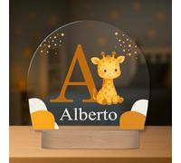 Lámpara Infantil Personalizada con Nombre e Inicial - Lámpara Quitamiedos con Luz LED - Regalo Original para Bebé, Bautizo, Cumpleaños (Jirafa)