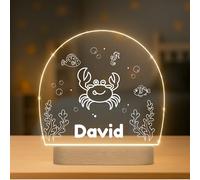 Lámpara Infantil Personalizada con Nombre - Luz LED Quitamiedos para Habitación de Bebé con Diferentes Diseños - Regalo Original para Bebe, Nacimiento, Bautizo o Cumpleaños (OCÉANO)